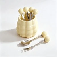 Ceramic Jar With Small Forks