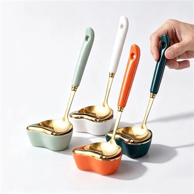 Soup Spoon With Heart Shape Holder