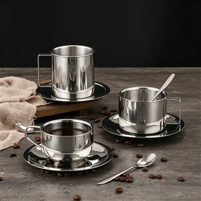 Stainless Steel Coffee Cup And Saucer