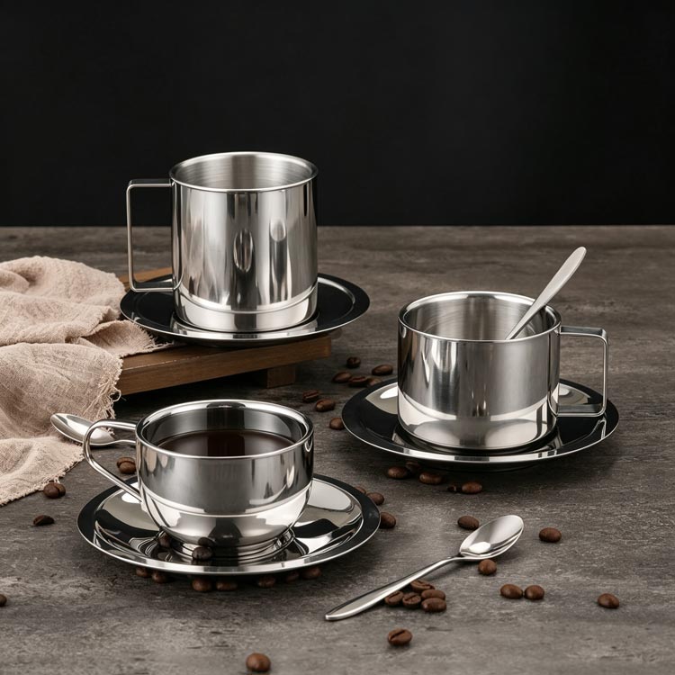 Stainless Steel Coffee Cup And Saucer
